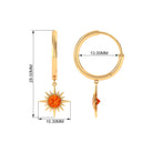 3/4 CT Milgrain Bezel Set Orange Sapphire Sunburst Drop Hoop Earrings Orange Sapphire - ( AAA ) - Quality - Rosec Jewels