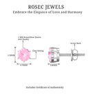 Natural Rose Quartz Solitaire Stud Earrings in 6 Claw Prong Setting Rose Quartz - ( AAA ) - Quality - Rosec Jewels