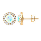 Round Ethiopian Opal and Diamond Halo Stud Earrings Ethiopian Opal - ( AAA ) - Quality - Rosec Jewels