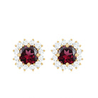 1 CT Round Rhodolite and Diamond Halo Stud Earrings Rhodolite - ( AAA ) - Quality - Rosec Jewels