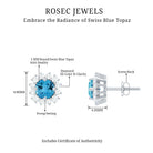 3/4 CT Swiss Blue Topaz and Diamond Halo Stud Earrings Swiss Blue Topaz - ( AAA ) - Quality - Rosec Jewels