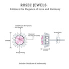 1.75 CT Rose Quartz and Diamond Classic Halo Stud Earrings Rose Quartz - ( AAA ) - Quality - Rosec Jewels