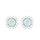 1 CT Ethiopian Opal and Diamond Halo Stud Earrings Ethiopian Opal - ( AAA ) - Quality - Rosec Jewels