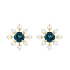 1.75 CT London Blue Topaz and Diamond Flower Stud Earrings London Blue Topaz - ( AAA ) - Quality - Rosec Jewels