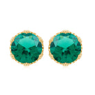 6 MM Created Emerald Solitaire Crown Stud Earrings Lab Created Emerald - ( AAAA ) - Quality - Rosec Jewels