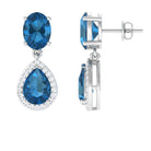 4.5 CT London Blue Topaz and Diamond Dangle Drop Earrings London Blue Topaz - ( AAA ) - Quality - Rosec Jewels