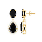 3.75 CT Black Onyx and Diamond Dangle Drop Earrings Black Onyx - ( AAA ) - Quality - Rosec Jewels