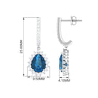 Teardrop Earrings with London Blue Topaz and Diamond London Blue Topaz - ( AAA ) - Quality - Rosec Jewels