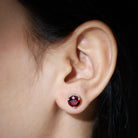 8 MM Lab Created Ruby Solitaire Silver Stud Earrings for Women Lab Created Ruby - ( AAAA ) - Quality 92.5 Sterling Silver - Rosec Jewels