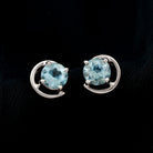 5 MM Round Sky Blue Topaz Simple Solitaire Stud Earrings in Prong Setting Sky Blue Topaz - ( AAA ) - Quality - Rosec Jewels