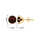 6 MM Decorative Garnet Solitaire Stud Earrings Garnet - ( AAA ) - Quality - Rosec Jewels