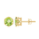 6 MM Peridot Solitaire Crown Stud Earrings Peridot - ( AAA ) - Quality - Rosec Jewels