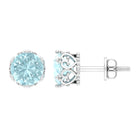 6 MM Sky Blue Topaz Solitaire Crown Stud Earrings Sky Blue Topaz - ( AAA ) - Quality - Rosec Jewels