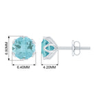 6 MM Round Cut Sky Blue Topaz Solitaire Stud Earrings for Women Sky Blue Topaz - ( AAA ) - Quality - Rosec Jewels