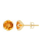 6 MM Lotus Basket Set Solitaire Citrine Stud Earring Citrine - ( AAA ) - Quality - Rosec Jewels