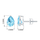 5X7 MM Pear Cut Aquamarine Solitaire Stud Earrings in 3 Prong Setting Aquamarine - ( AAA ) - Quality - Rosec Jewels