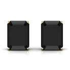 Octagon Shape Created Black Diamond Solitaire Stud Earrings Lab Created Black Diamond - ( AAAA ) - Quality - Rosec Jewels