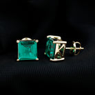 4.75 CT Princess Cut Created Emerald Solitaire Stud Earring Lab Created Emerald - ( AAAA ) - Quality - Rosec Jewels