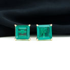 Princess Cut Lab Grown Emerald Solitaire Stud Earrings Lab Created Emerald - ( AAAA ) - Quality - Rosec Jewels