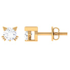 Round Real Diamond Cat Stud Earrings Diamond - ( HI-SI ) - Color and Clarity - Rosec Jewels