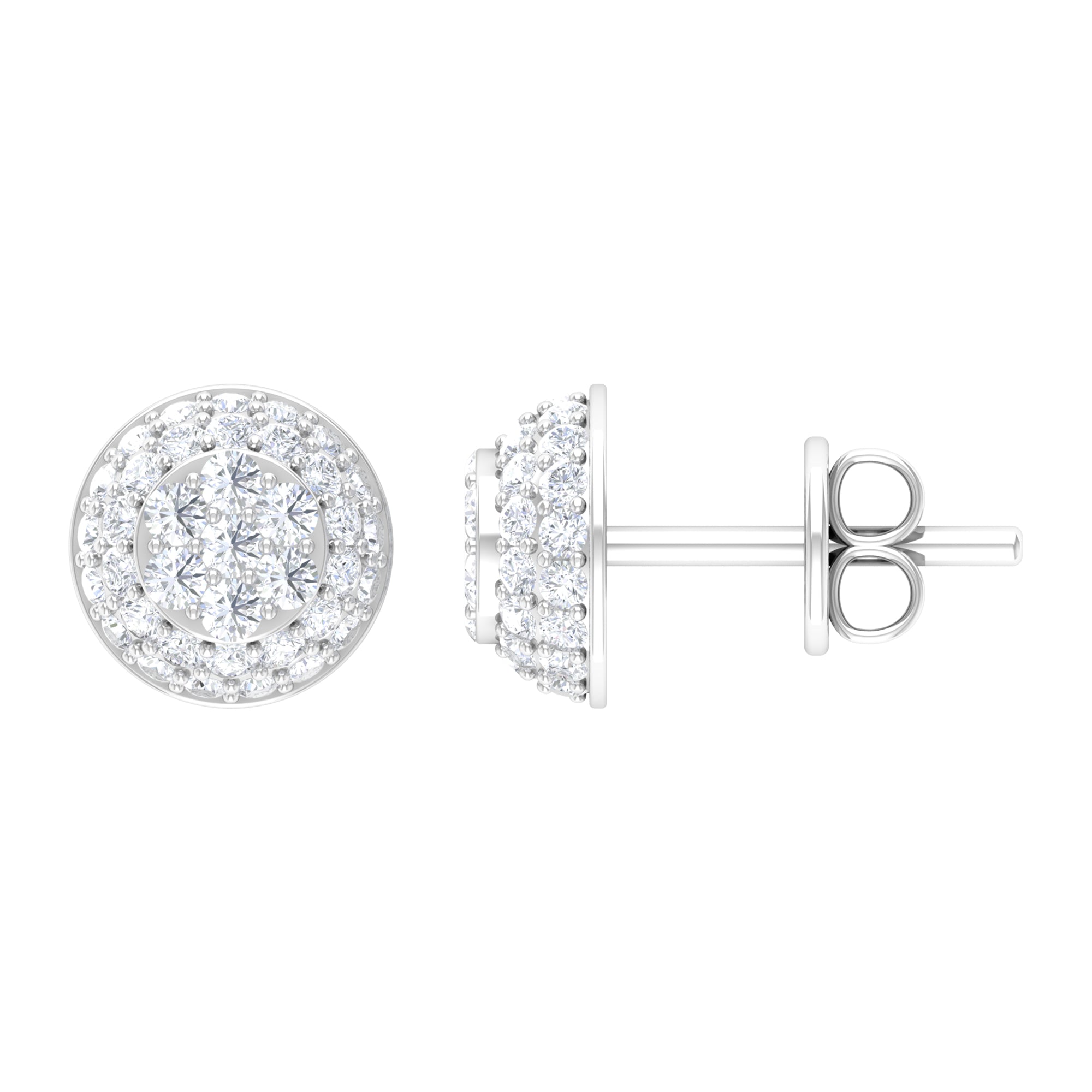 Rosec Jewels-Alluring Diamond Bridal Stud Earring with Screw Back Closure