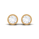 Natural Diamond Round Solitaire Stud Earrings in Bezel Setting Diamond - ( HI-SI ) - Color and Clarity - Rosec Jewels