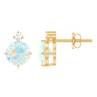 Ethiopian Opal Diamond Solitaire Stud Earrings Ethiopian Opal - ( AAA ) - Quality - Rosec Jewels