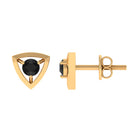 Genuine Black Onyx and Gold Triangle Stud Earrings Black Onyx - ( AAA ) - Quality - Rosec Jewels