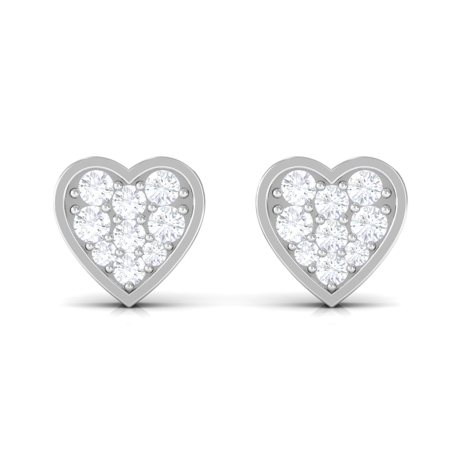 Diamond Simple Heart Stud Earrings Diamond - ( HI-SI ) - Color and Clarity - Rosec Jewels