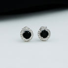 Black and White Diamond Snake Stud Earrings in Claw Set Black Diamond - ( AAA ) - Quality - Rosec Jewels