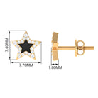 Minimal Diamond Star Stud Earring with Enamel Diamond - ( HI-SI ) - Color and Clarity - Rosec Jewels