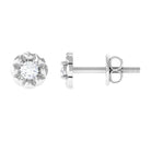 Natural Diamond Solitaire Flower Stud Earrings Diamond - ( HI-SI ) - Color and Clarity - Rosec Jewels