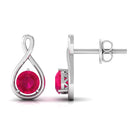 Round Cut Solitaire Ruby Infinity Stud Earrings Ruby - ( AAA ) - Quality - Rosec Jewels