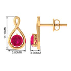 Round Cut Solitaire Ruby Infinity Stud Earrings Ruby - ( AAA ) - Quality - Rosec Jewels