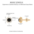 3/4 CT Black Onyx and Diamond Halo Stud Earrings Black Onyx - ( AAA ) - Quality - Rosec Jewels