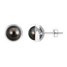 Elegant Tahitian Pearl Solitaire Stud Earrings in Bead Set Tahitian pearl - ( AAA ) - Quality - Rosec Jewels