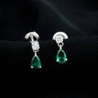 Pear Cut Lab Created Emerald and Moissanite Simple Teardrop Earrings Lab Created Emerald - ( AAAA ) - Quality - Rosec Jewels