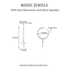 Certified Moissanite Gold Cross Hoop Drop Earrings Moissanite - ( D-VS1 ) - Color and Clarity - Rosec Jewels