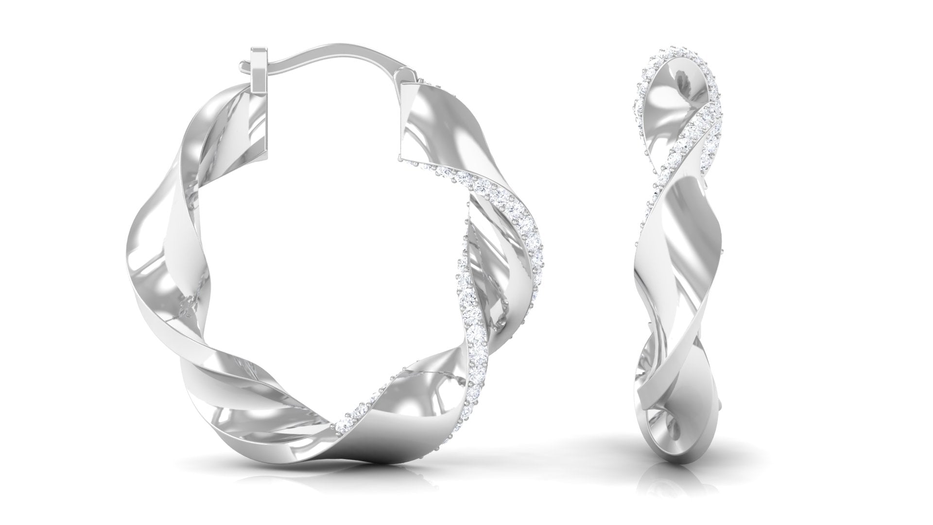 Rosec Jewels-Real April Birthstone Diamond Twisted Hoop Earrings