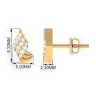 Real Diamond Gold Contemporary Stud Earrings Diamond - ( HI-SI ) - Color and Clarity - Rosec Jewels