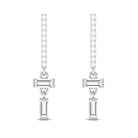 Minimal Bar Dangle Earrings with Certified Moissanite Moissanite - ( D-VS1 ) - Color and Clarity - Rosec Jewels