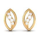 Certified Zircon Gold Petal Stud Earrings in Pave Setting Zircon - ( AAAA ) - Quality - Rosec Jewels