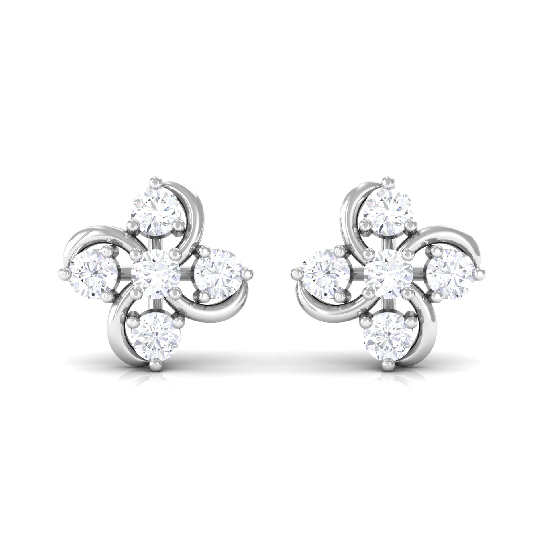 1/2 CT Diamond Cluster Flower Stud Earrings Diamond - ( HI-SI ) - Color and Clarity - Rosec Jewels