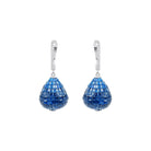 Created Blue Sapphire Hoop Drop Earrings in Silver - Rosec Jewels