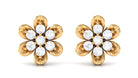 Rosec Jewels-Nature Inspired Flower Stud Earrings with Diamond