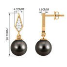 Tahitian Pearl Drop and Diamond Art Deco Earrings Tahitian pearl - ( AAA ) - Quality - Rosec Jewels