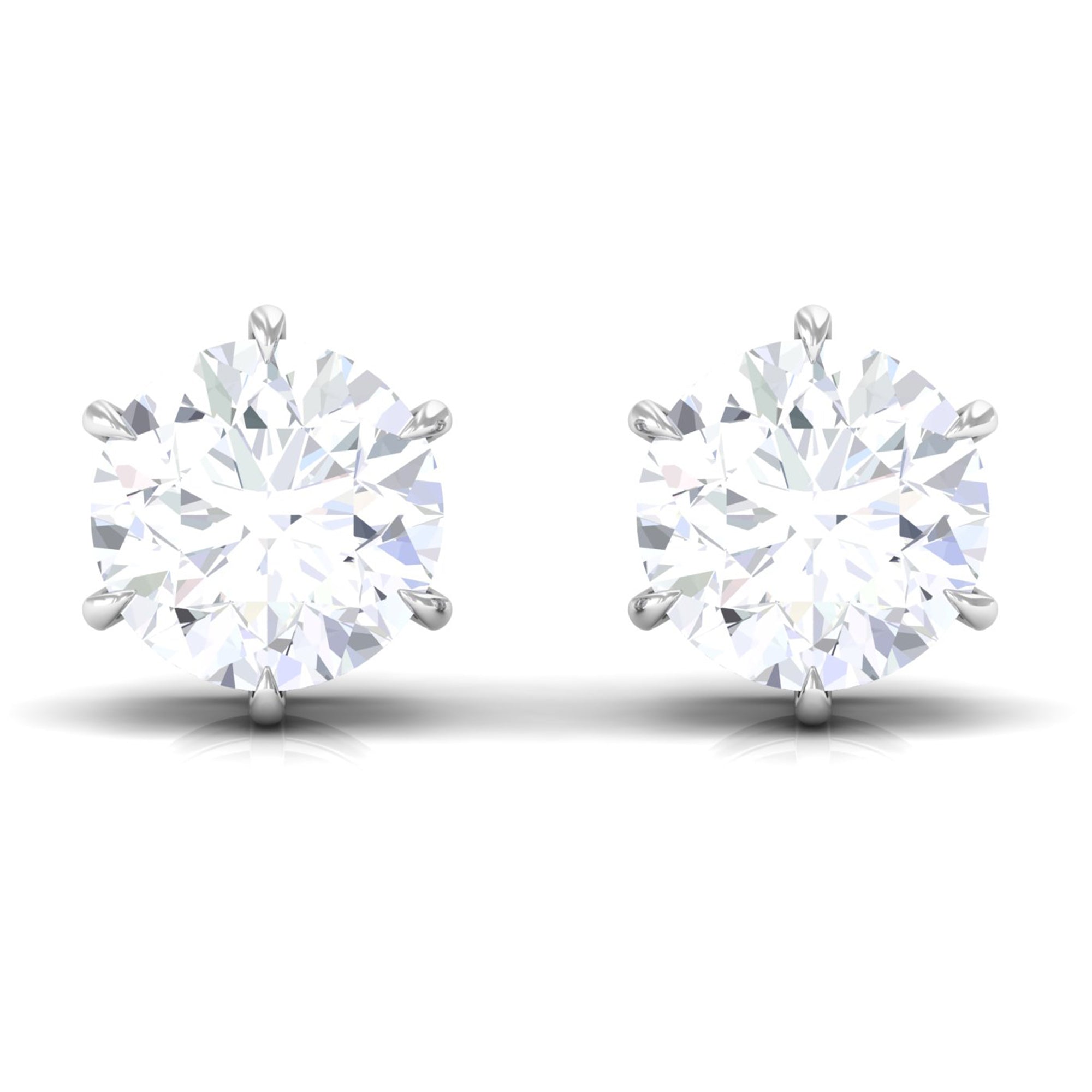 3/4 CT Certified Cubic Zirconia Gold Solitaire Stud Earrings Zircon - ( AAAA ) - Quality - Rosec Jewels