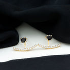 1 CT Classic Black Spinel Jacket Earrings with Diamond Stones Black Spinel - ( AAA ) - Quality - Rosec Jewels