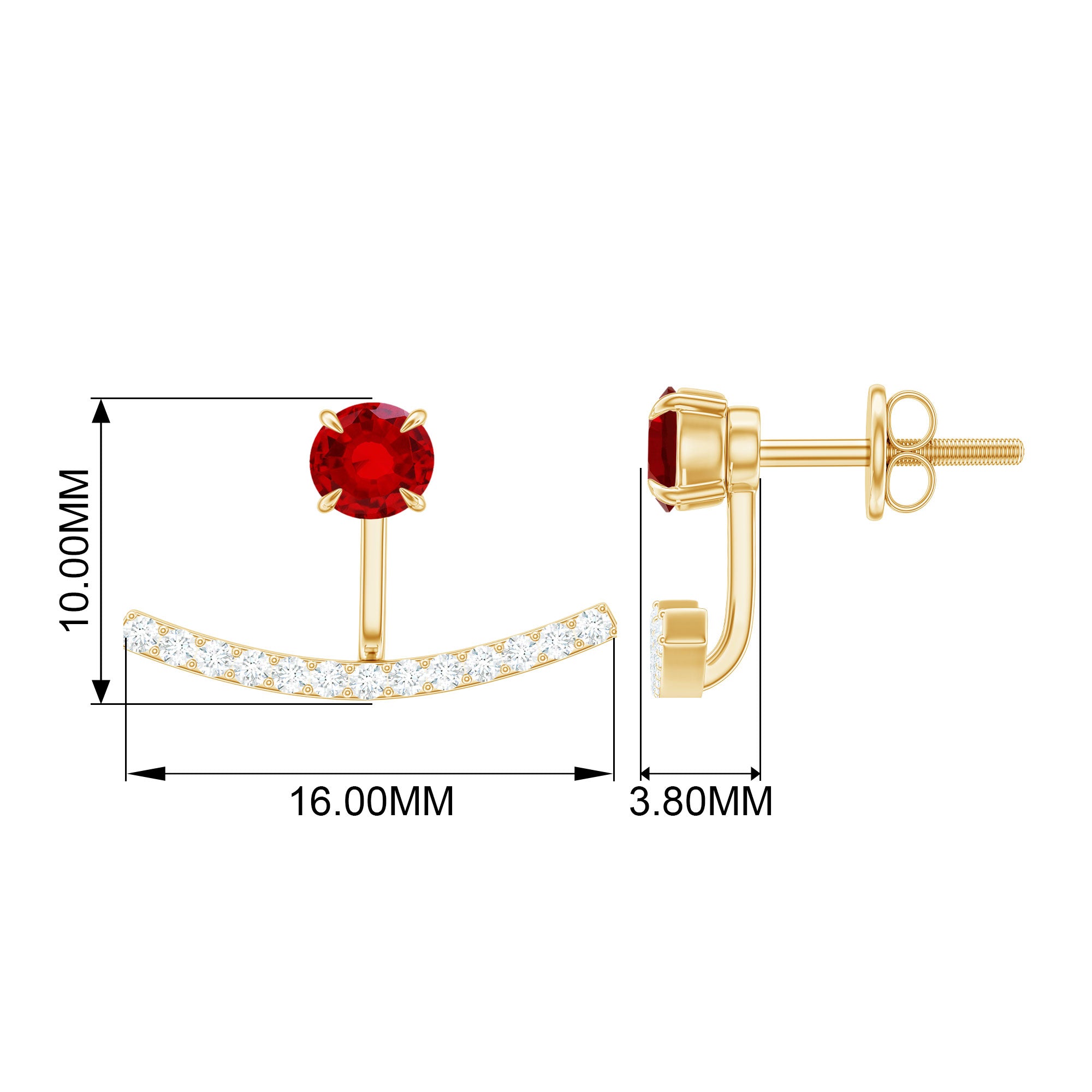 1 CT Lab Grown Ruby and Diamond Classic Jacket Earrings Lab Created Ruby - ( AAAA ) - Quality - Rosec Jewels