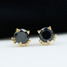 5 MM Round Lab Created Black Diamond Solitaire Cat Stud Earrings Lab Created Black Diamond - ( AAAA ) - Quality - Rosec Jewels